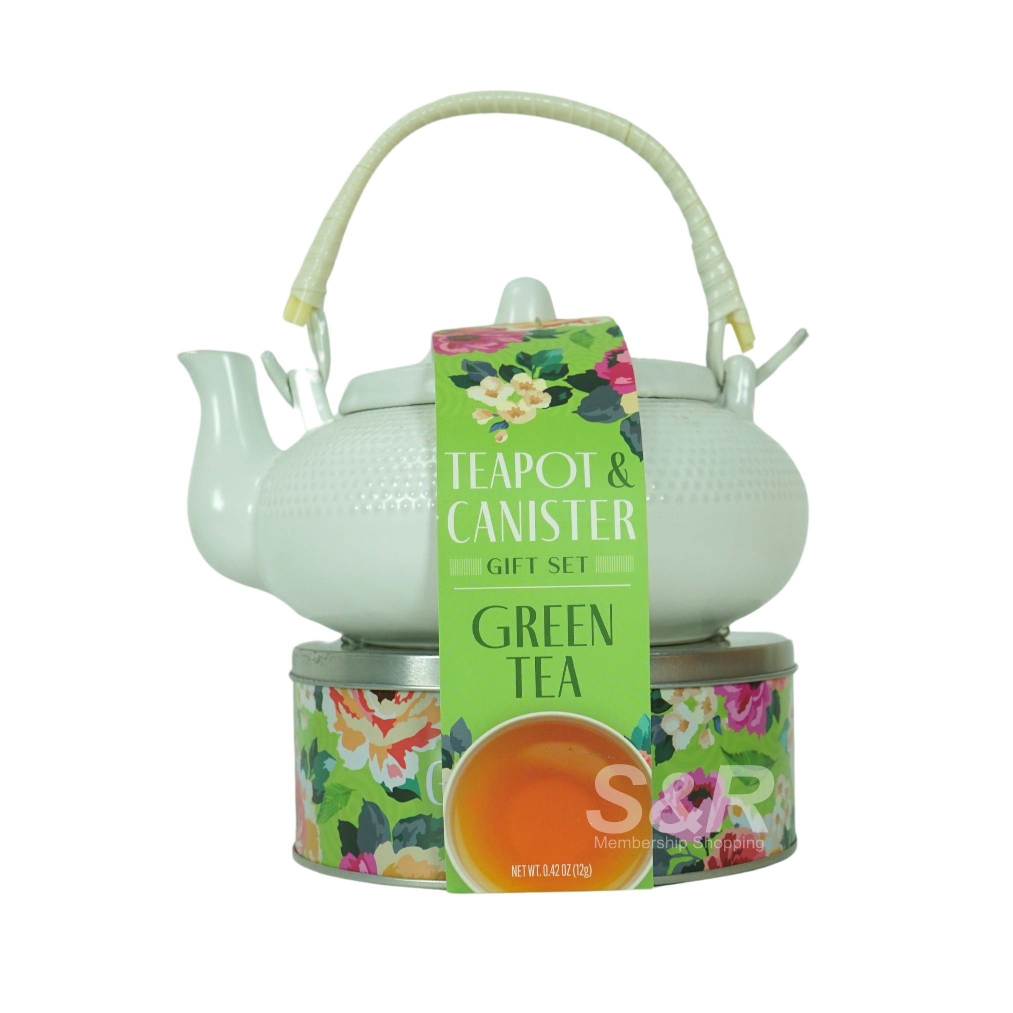 Teatime Teapot and Canister Green Tea Gift Set